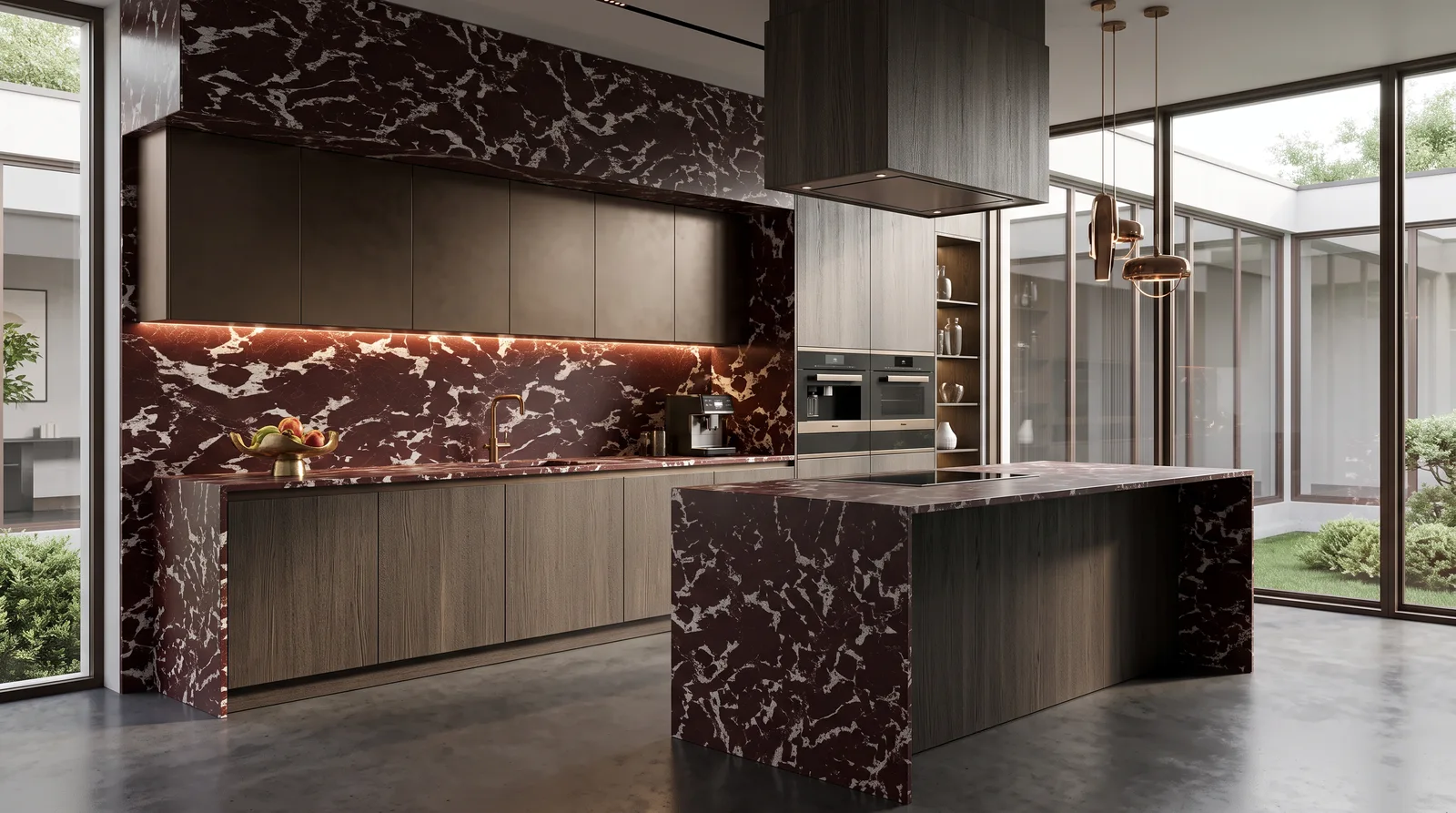 Rosso Levanto quartz worktop colour sample